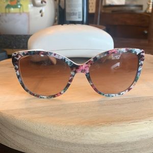Multi color frames white, pink,blue,and green. Floral print sunglasses with case